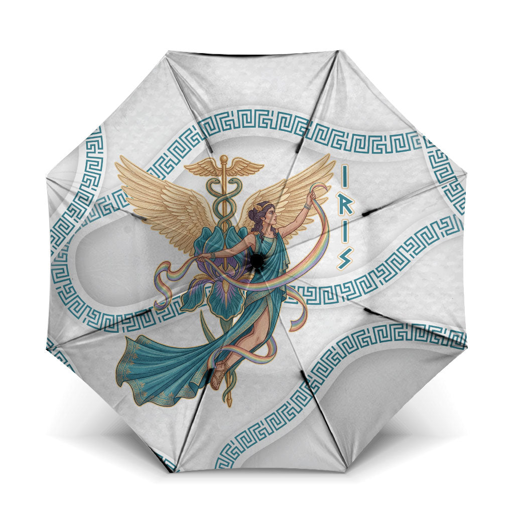 Iris Goddess Umbrella Winged Iris Caduceus Staff Rainbow Ribbon Greek Key