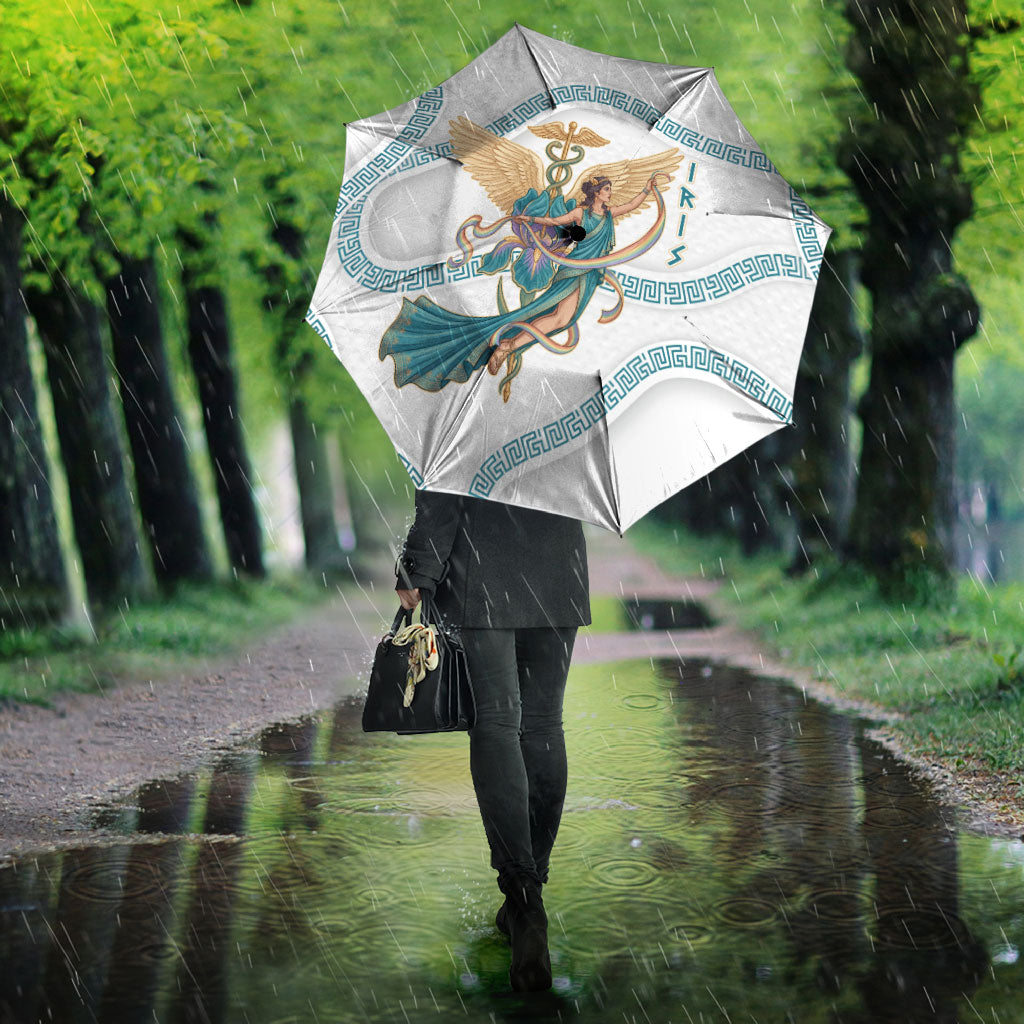 Iris Goddess Umbrella Winged Iris Caduceus Staff Rainbow Ribbon Greek Key