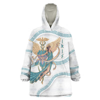 Iris Goddess Wearable Blanket Hoodie Winged Iris Caduceus Staff Rainbow Ribbon Greek Key