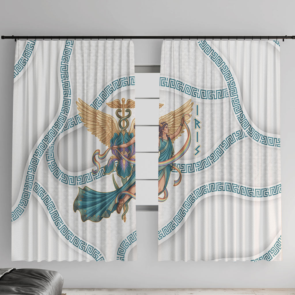 Iris Goddess Window Curtain Winged Iris Caduceus Staff Rainbow Ribbon Greek Key