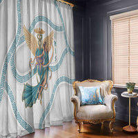 Iris Goddess Window Curtain Winged Iris Caduceus Staff Rainbow Ribbon Greek Key