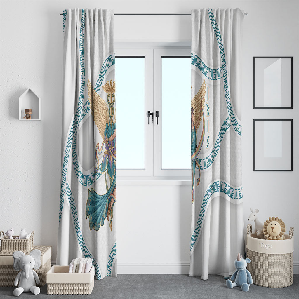Iris Goddess Window Curtain Winged Iris Caduceus Staff Rainbow Ribbon Greek Key