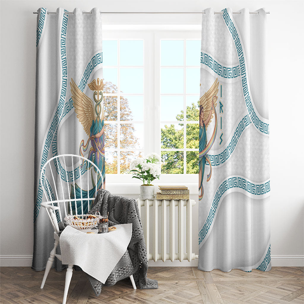 Iris Goddess Window Curtain Winged Iris Caduceus Staff Rainbow Ribbon Greek Key