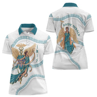 Iris Goddess Women Polo Shirt Winged Iris Caduceus Staff Rainbow Ribbon Greek Key