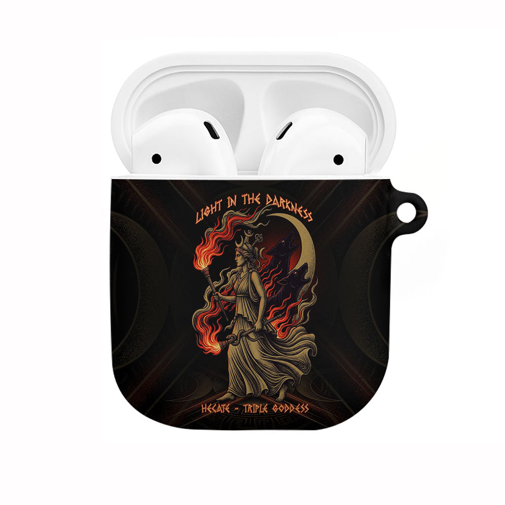 Hecate Triple Goddess AirPods Case Greek Hecate Flaming Torches Key Snake And Hounds