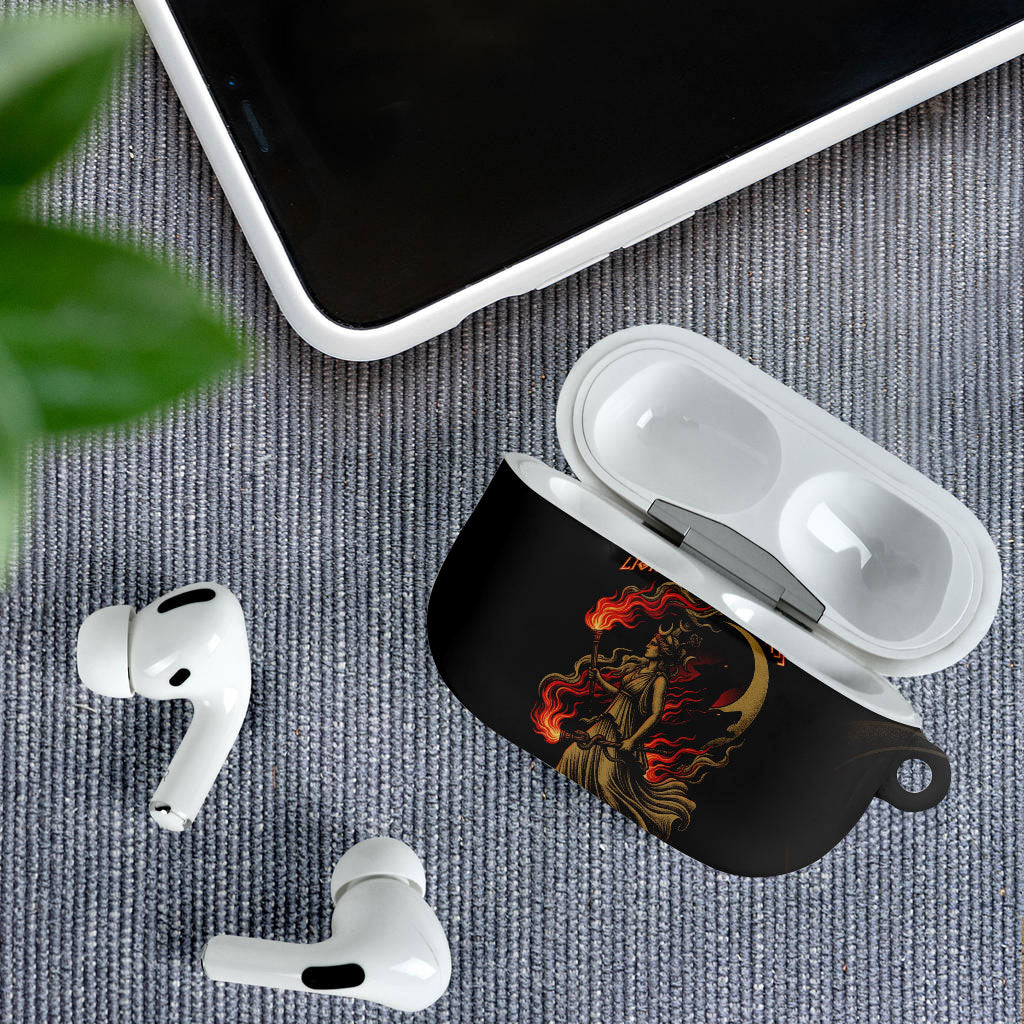 Hecate Triple Goddess AirPods Case Greek Hecate Flaming Torches Key Snake And Hounds