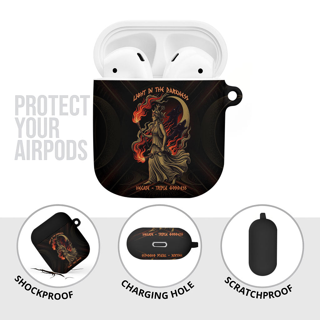 Hecate Triple Goddess AirPods Case Greek Hecate Flaming Torches Key Snake And Hounds