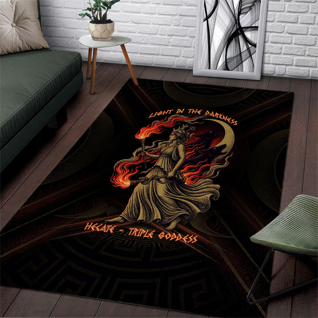 Hecate Triple Goddess Area Rug Greek Hecate Flaming Torches Key Snake And Hounds