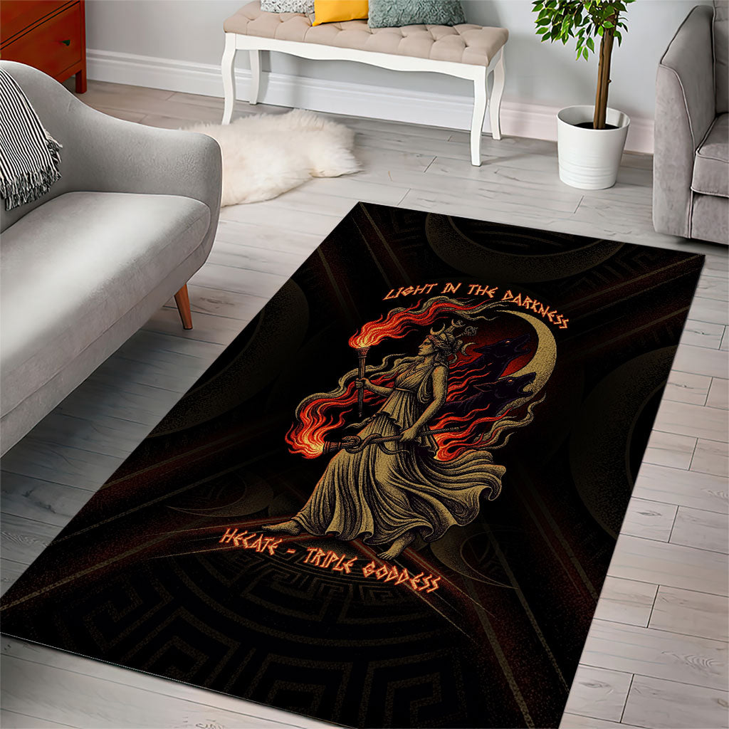 Hecate Triple Goddess Area Rug Greek Hecate Flaming Torches Key Snake And Hounds