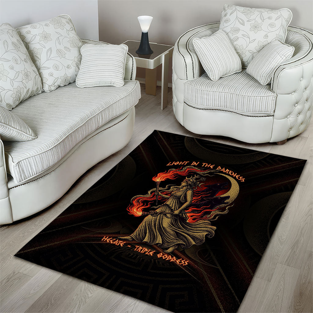 Hecate Triple Goddess Area Rug Greek Hecate Flaming Torches Key Snake And Hounds