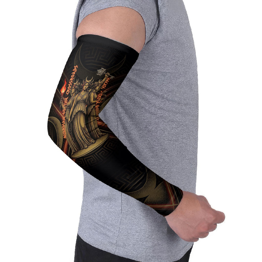 Hecate Triple Goddess Arm Sleeves Greek Hecate Flaming Torches Key Snake And Hounds