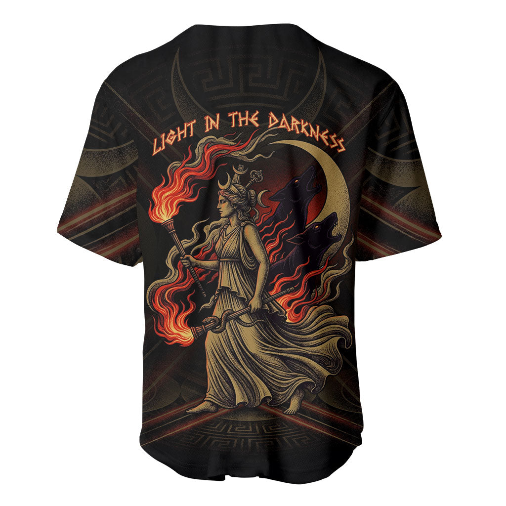 Hecate Triple Goddess Baseball Jersey Greek Hecate Flaming Torches Key Snake And Hounds