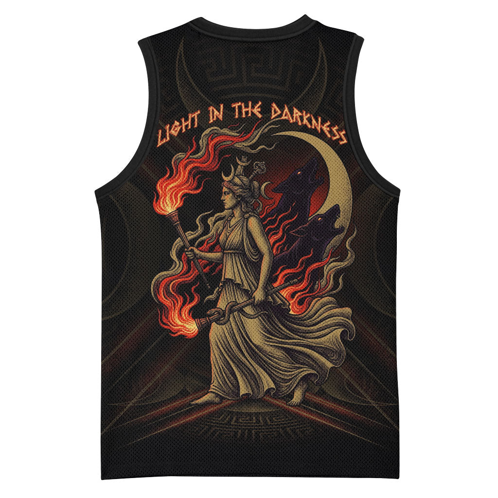 Hecate Triple Goddess Basketball Jersey Greek Hecate Flaming Torches Key Snake And Hounds