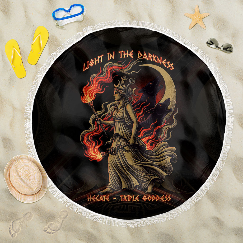 Hecate Triple Goddess Beach Blanket Greek Hecate Flaming Torches Key Snake And Hounds