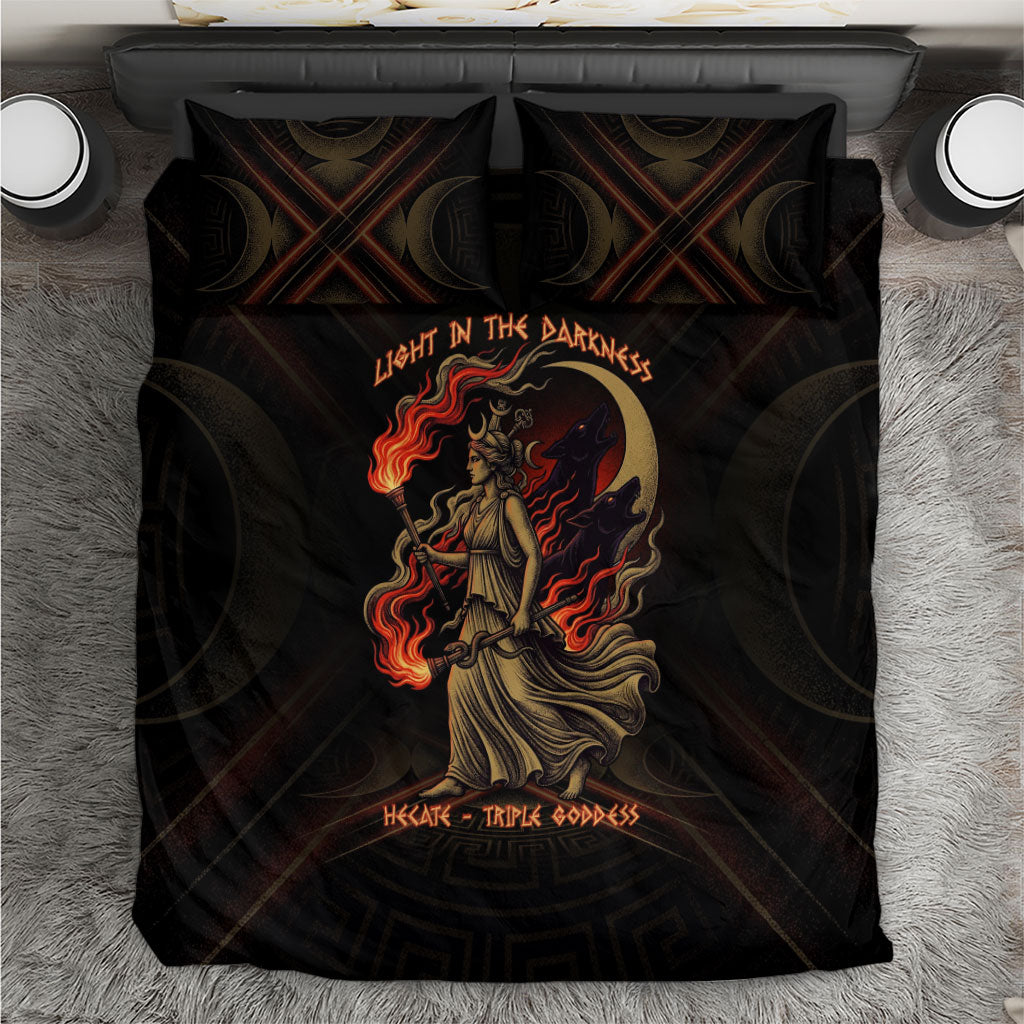 Hecate Triple Goddess Bedding Set Greek Hecate Flaming Torches Key Snake And Hounds