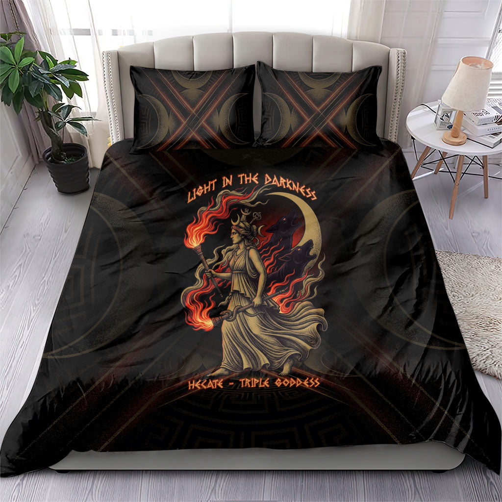 Hecate Triple Goddess Bedding Set Greek Hecate Flaming Torches Key Snake And Hounds