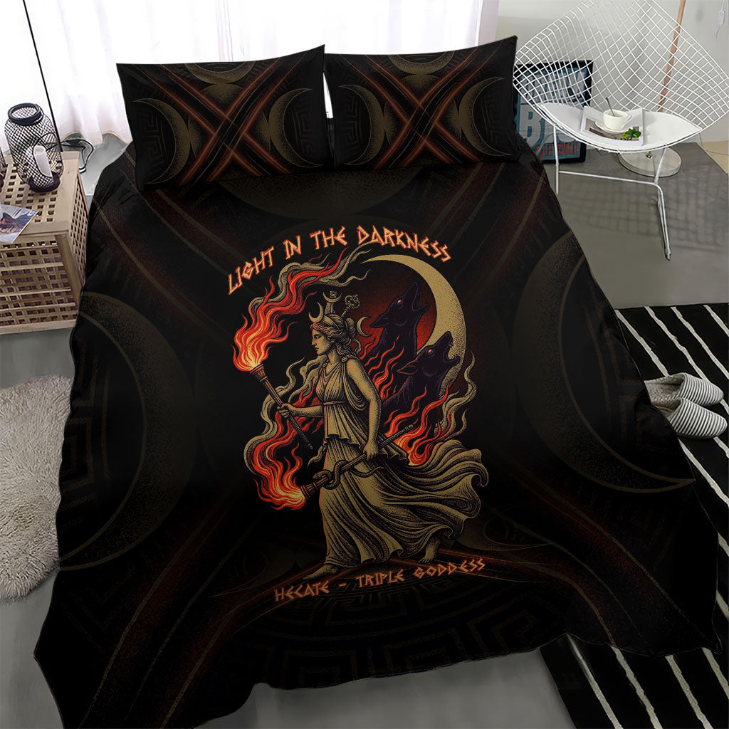 Hecate Triple Goddess Bedding Set Greek Hecate Flaming Torches Key Snake And Hounds
