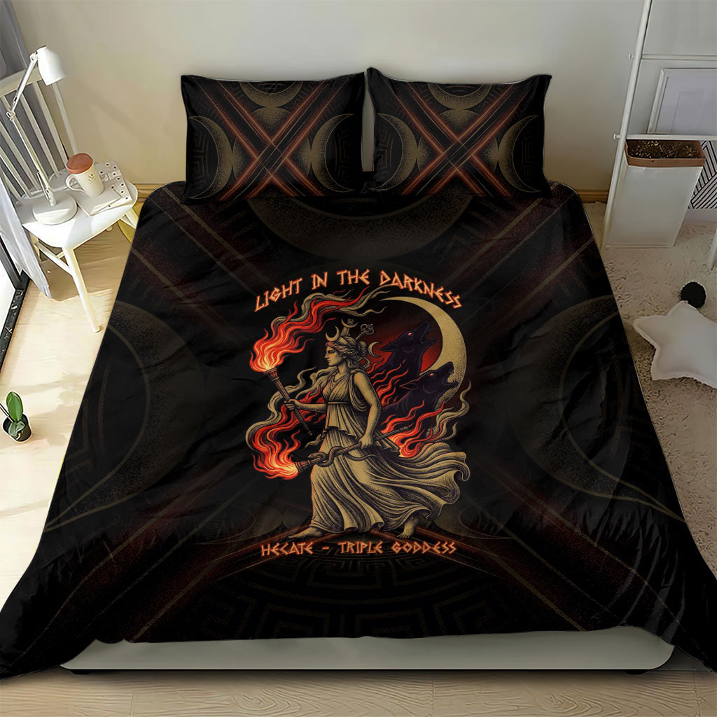 Hecate Triple Goddess Bedding Set Greek Hecate Flaming Torches Key Snake And Hounds