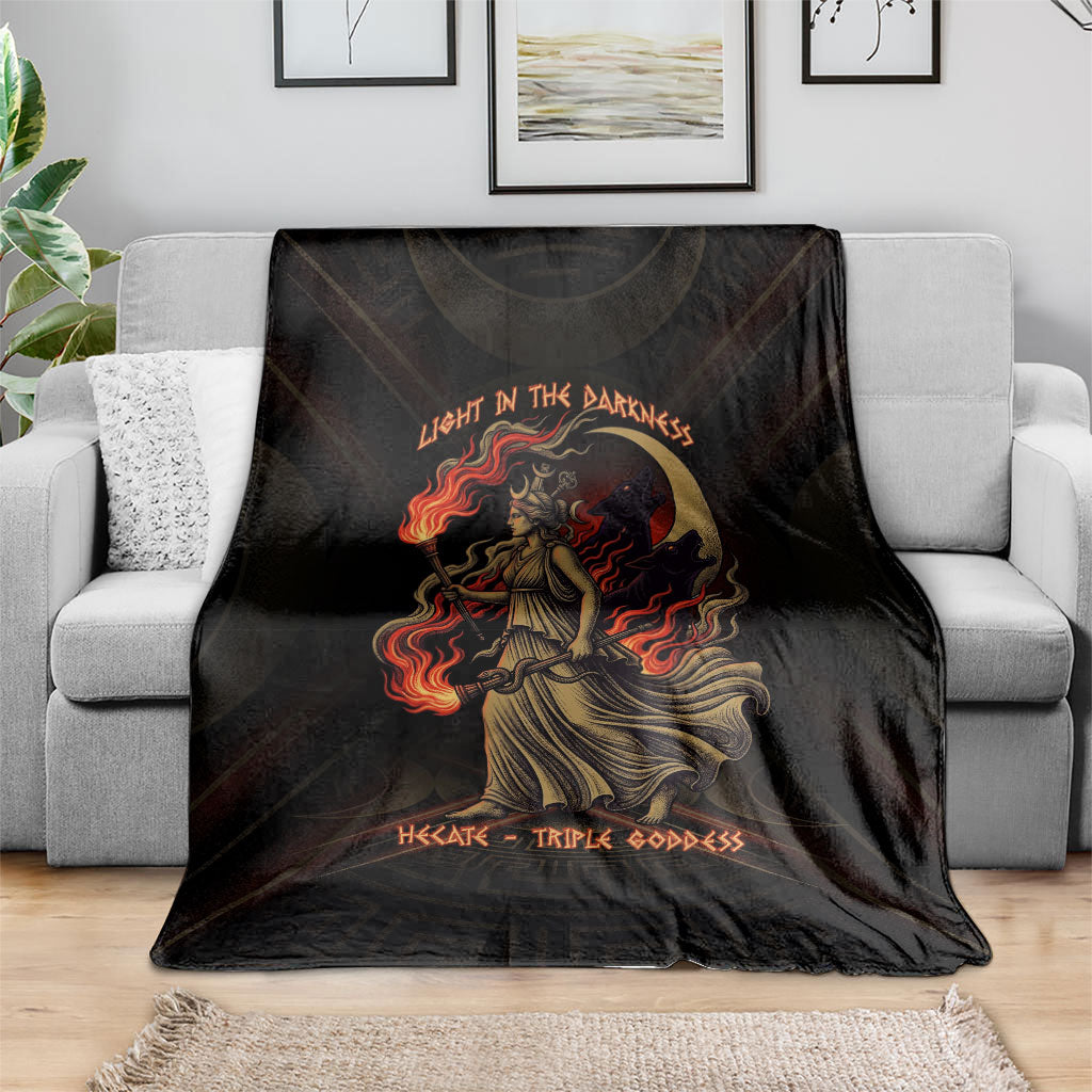 Hecate Triple Goddess Blanket Greek Hecate Flaming Torches Key Snake And Hounds