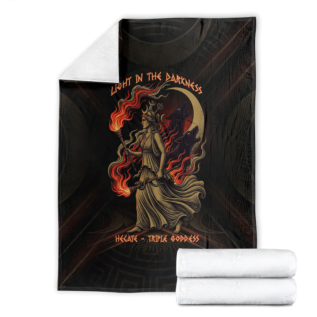 Hecate Triple Goddess Blanket Greek Hecate Flaming Torches Key Snake And Hounds