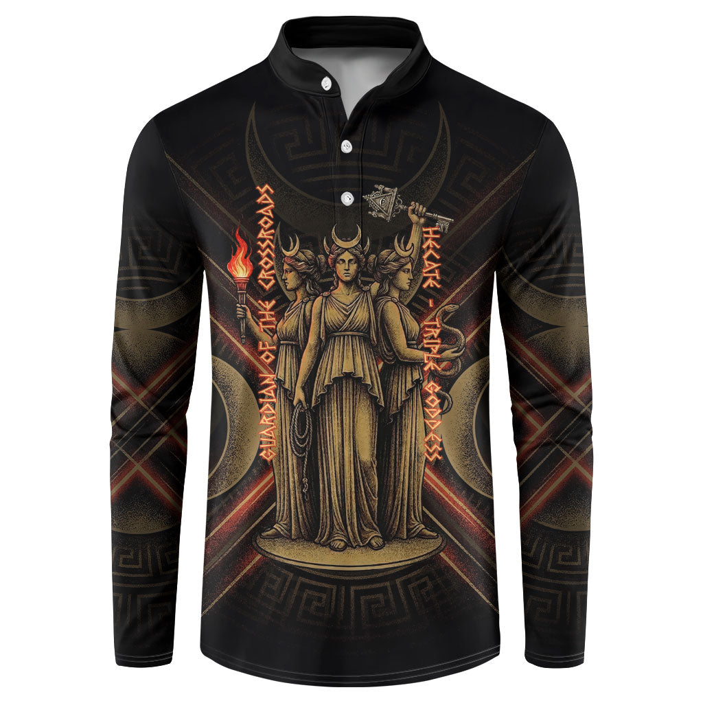 Hecate Triple Goddess Button Sweatshirt Greek Hecate Flaming Torches Key Snake And Hounds