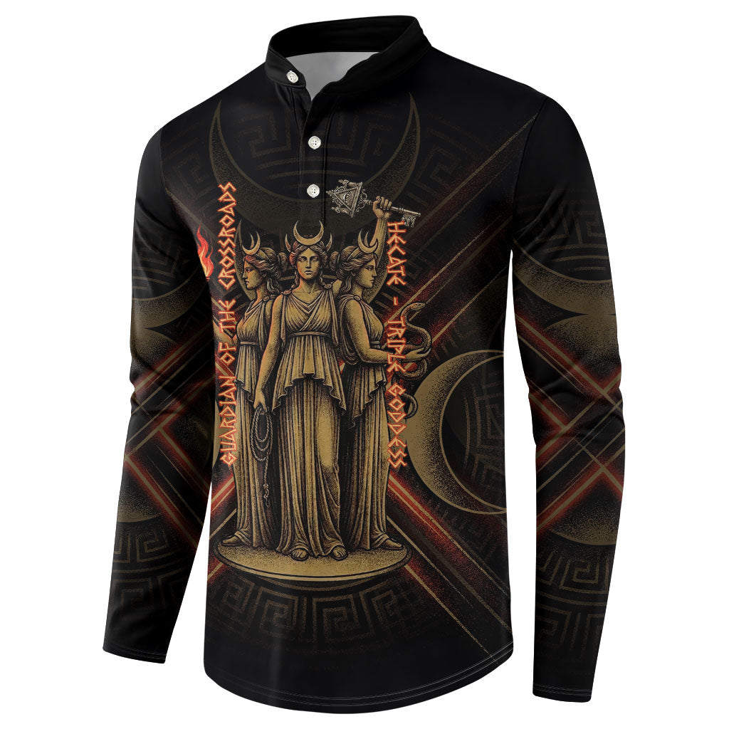 Hecate Triple Goddess Button Sweatshirt Greek Hecate Flaming Torches Key Snake And Hounds