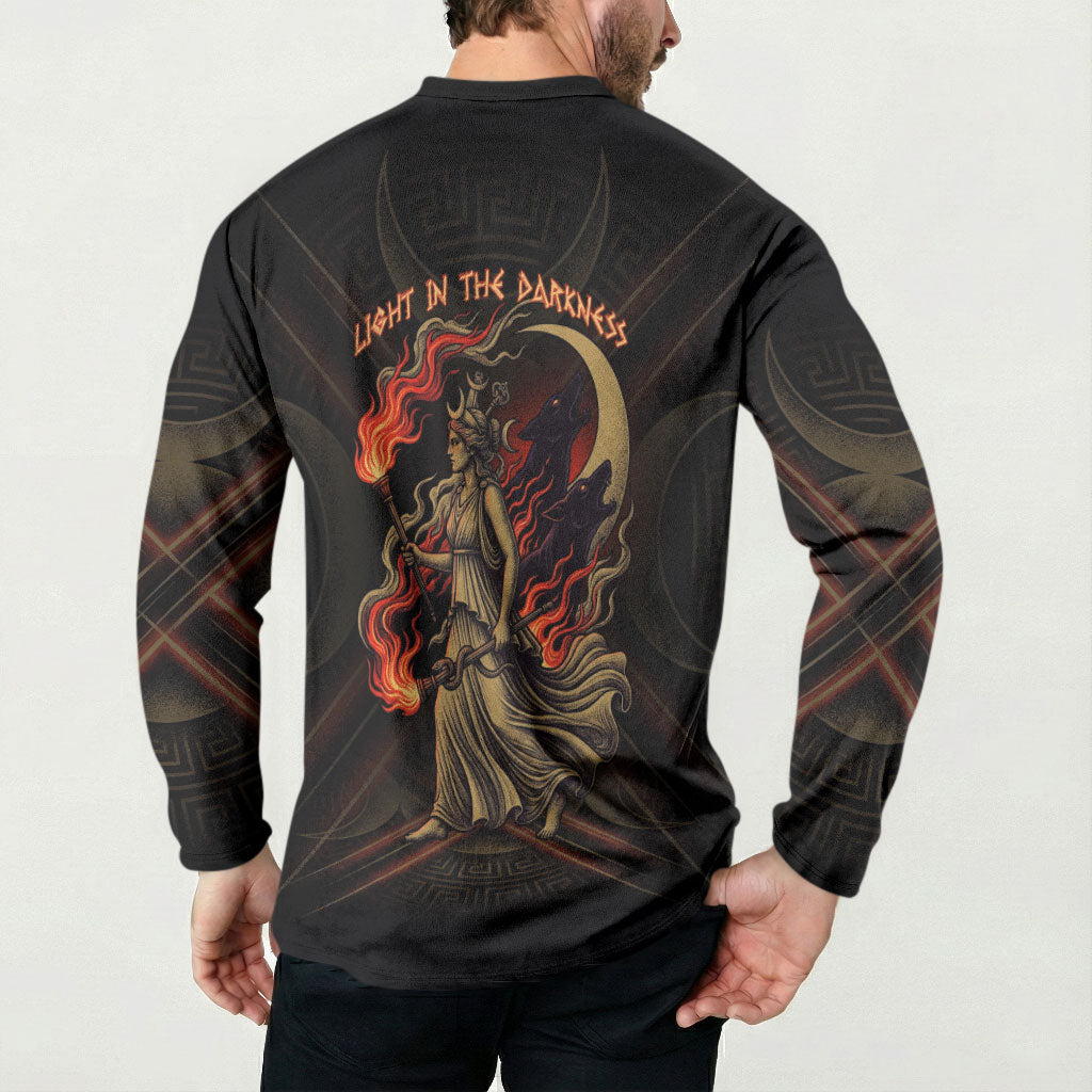 Hecate Triple Goddess Button Sweatshirt Greek Hecate Flaming Torches Key Snake And Hounds
