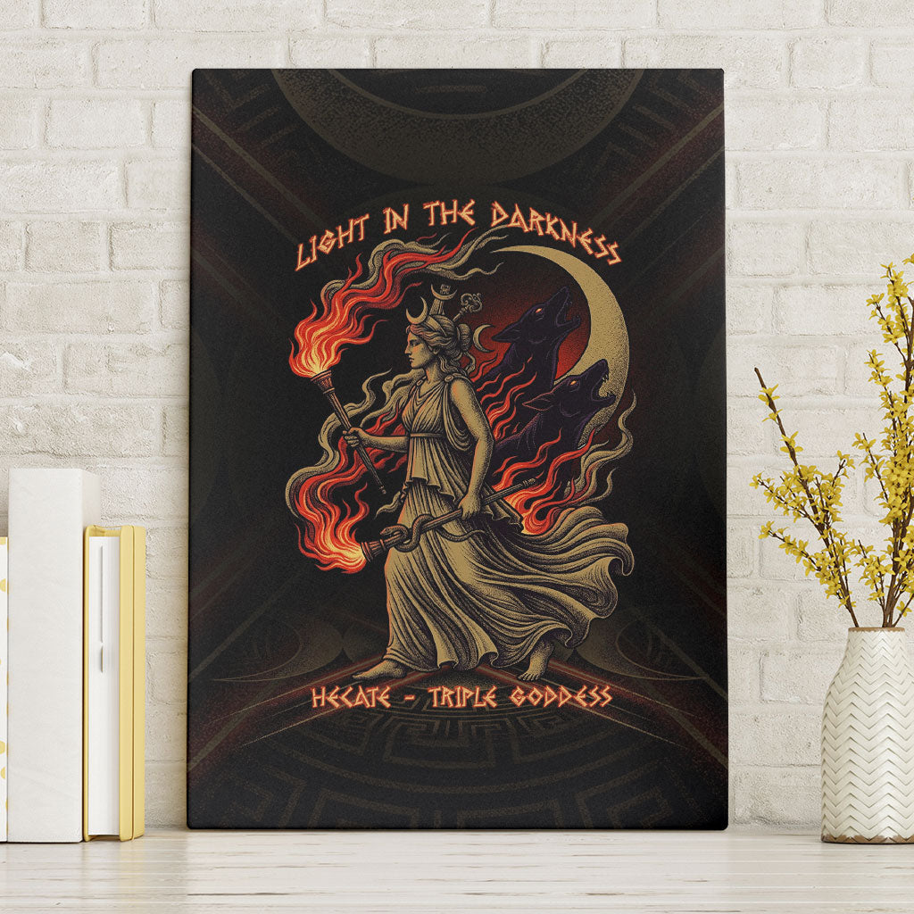 Hecate Triple Goddess Canvas Wall Art Greek Hecate Flaming Torches Key Snake And Hounds