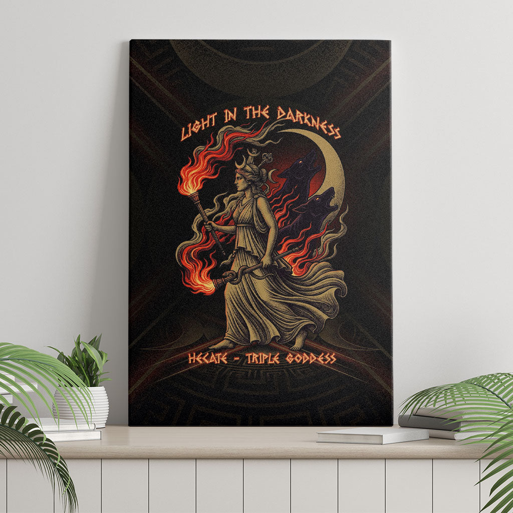 Hecate Triple Goddess Canvas Wall Art Greek Hecate Flaming Torches Key Snake And Hounds
