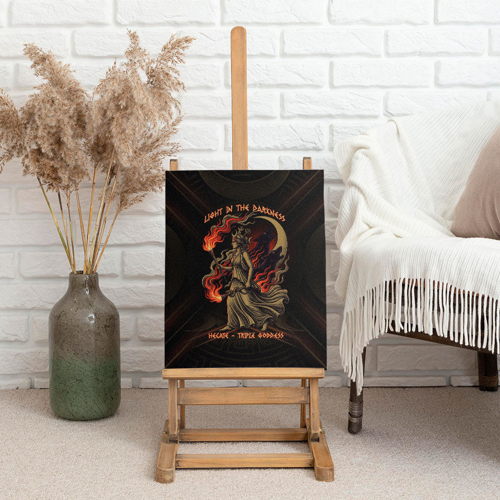 Hecate Triple Goddess Canvas Wall Art Greek Hecate Flaming Torches Key Snake And Hounds