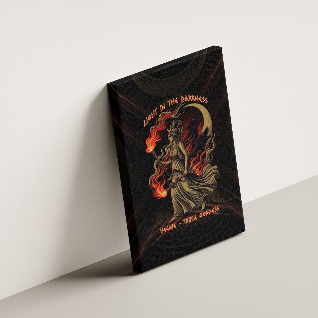 Hecate Triple Goddess Canvas Wall Art Greek Hecate Flaming Torches Key Snake And Hounds