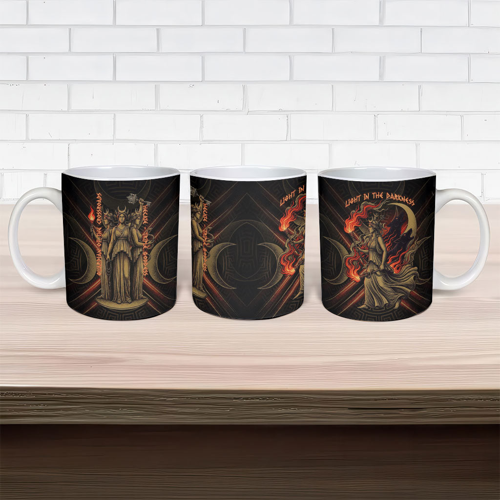 Hecate Triple Goddess Ceramic Mug Greek Hecate Flaming Torches Key Snake And Hounds