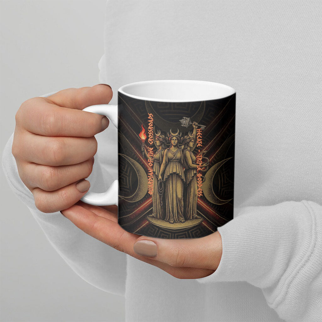 Hecate Triple Goddess Ceramic Mug Greek Hecate Flaming Torches Key Snake And Hounds