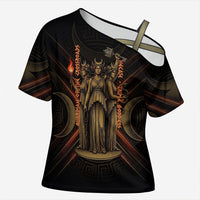 Hecate Triple Goddess Cross Shoulder Shirt Greek Hecate Flaming Torches Key Snake And Hounds