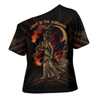 Hecate Triple Goddess Cross Shoulder Shirt Greek Hecate Flaming Torches Key Snake And Hounds