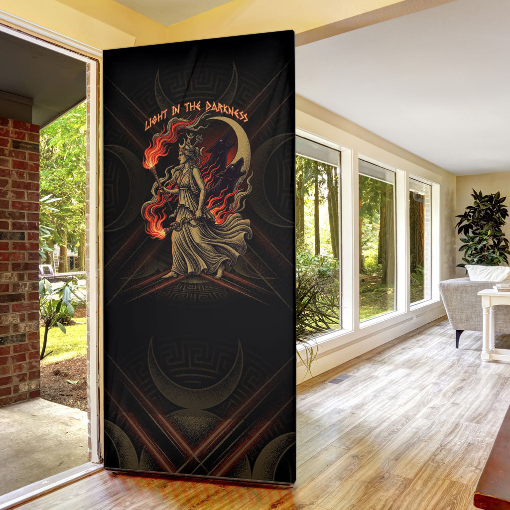 Hecate Triple Goddess Door Cover Greek Hecate Flaming Torches Key Snake And Hounds
