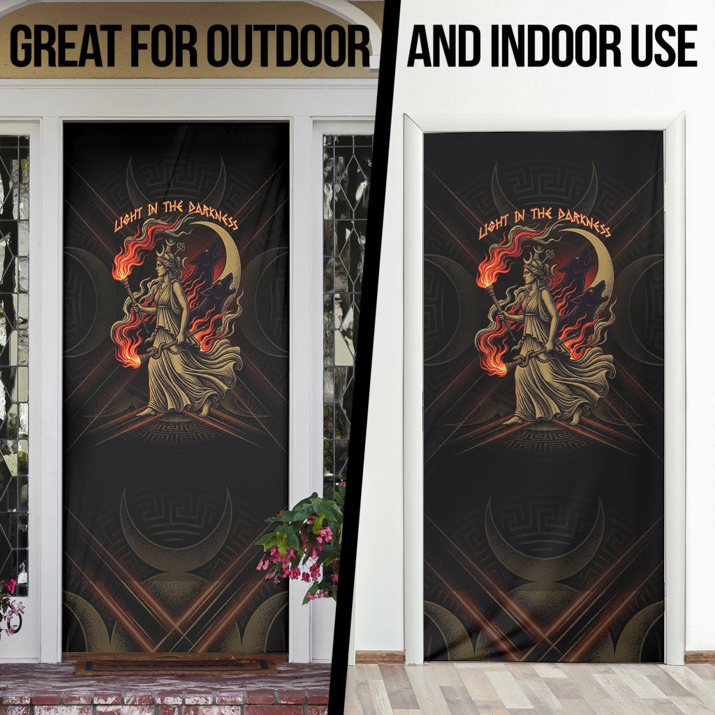 Hecate Triple Goddess Door Cover Greek Hecate Flaming Torches Key Snake And Hounds