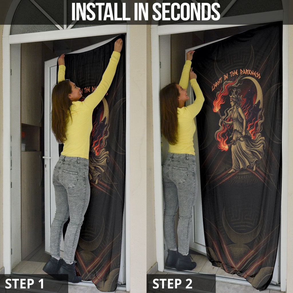 Hecate Triple Goddess Door Cover Greek Hecate Flaming Torches Key Snake And Hounds