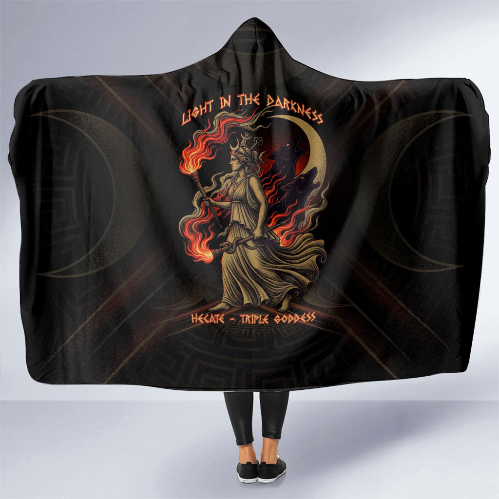 Hecate Triple Goddess Hooded Blanket Greek Hecate Flaming Torches Key Snake And Hounds