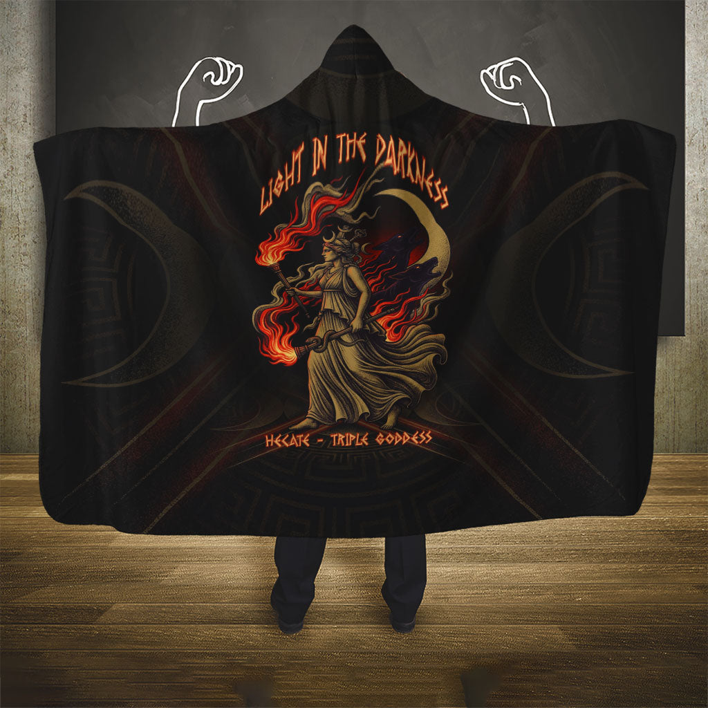 Hecate Triple Goddess Hooded Blanket Greek Hecate Flaming Torches Key Snake And Hounds