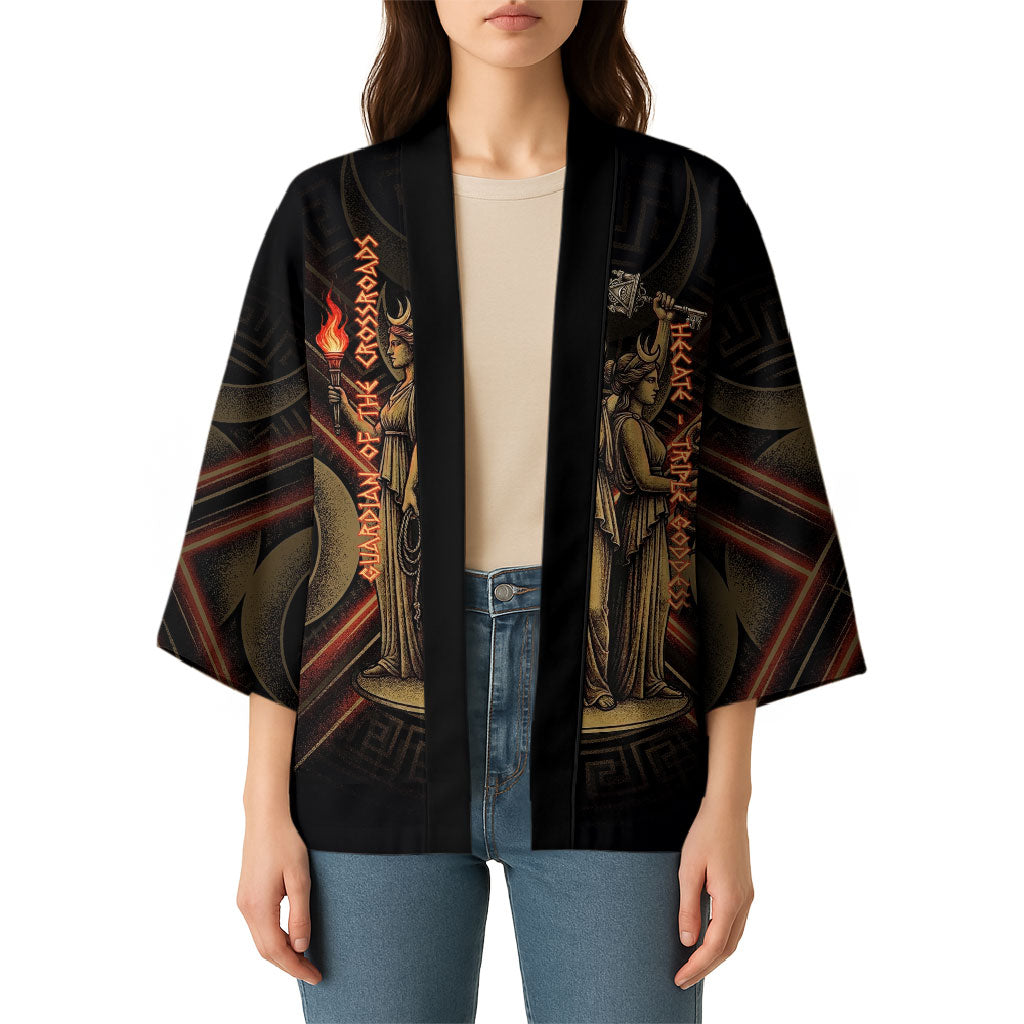 Hecate Triple Goddess Kimono Greek Hecate Flaming Torches Key Snake And Hounds