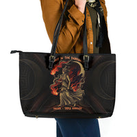 Hecate Triple Goddess Leather Tote Bag Greek Hecate Flaming Torches Key Snake And Hounds