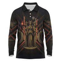 Hecate Triple Goddess Long Sleeve Polo Shirt Greek Hecate Flaming Torches Key Snake And Hounds