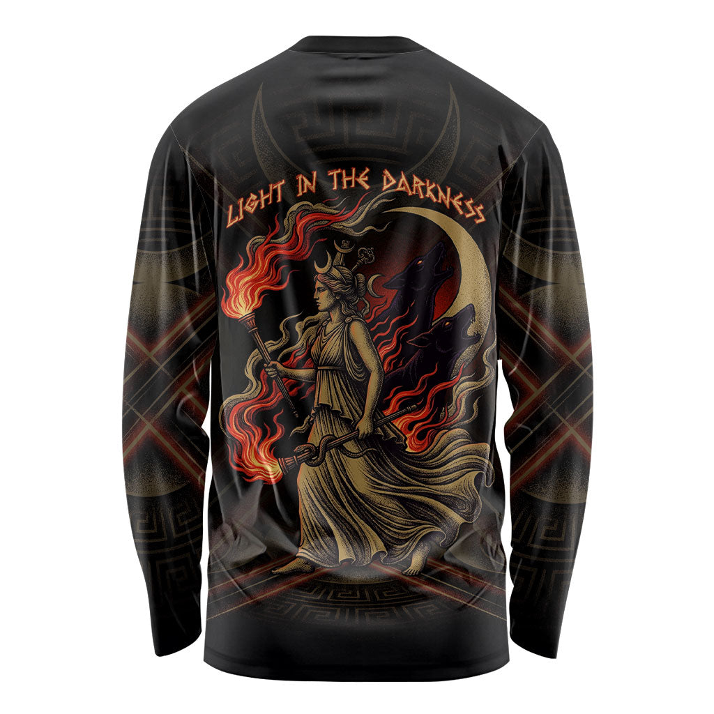 Hecate Triple Goddess Long Sleeve Shirt Greek Hecate Flaming Torches Key Snake And Hounds