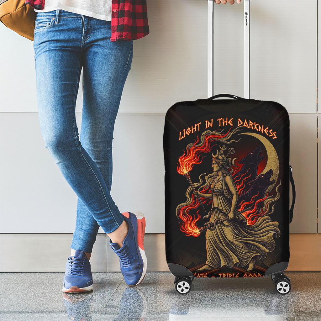 Hecate Triple Goddess Luggage Cover Greek Hecate Flaming Torches Key Snake And Hounds