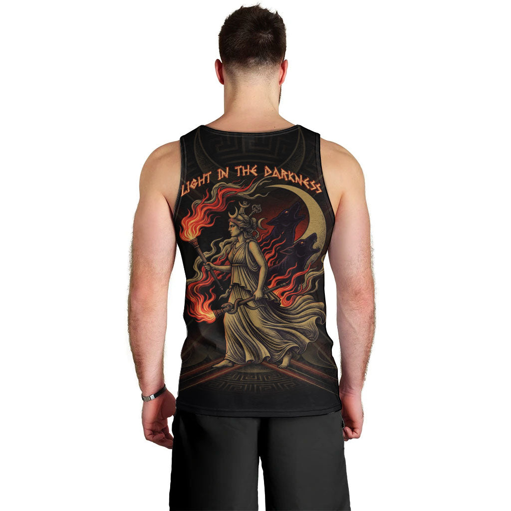 Hecate Triple Goddess Men Tank Top Greek Hecate Flaming Torches Key Snake And Hounds
