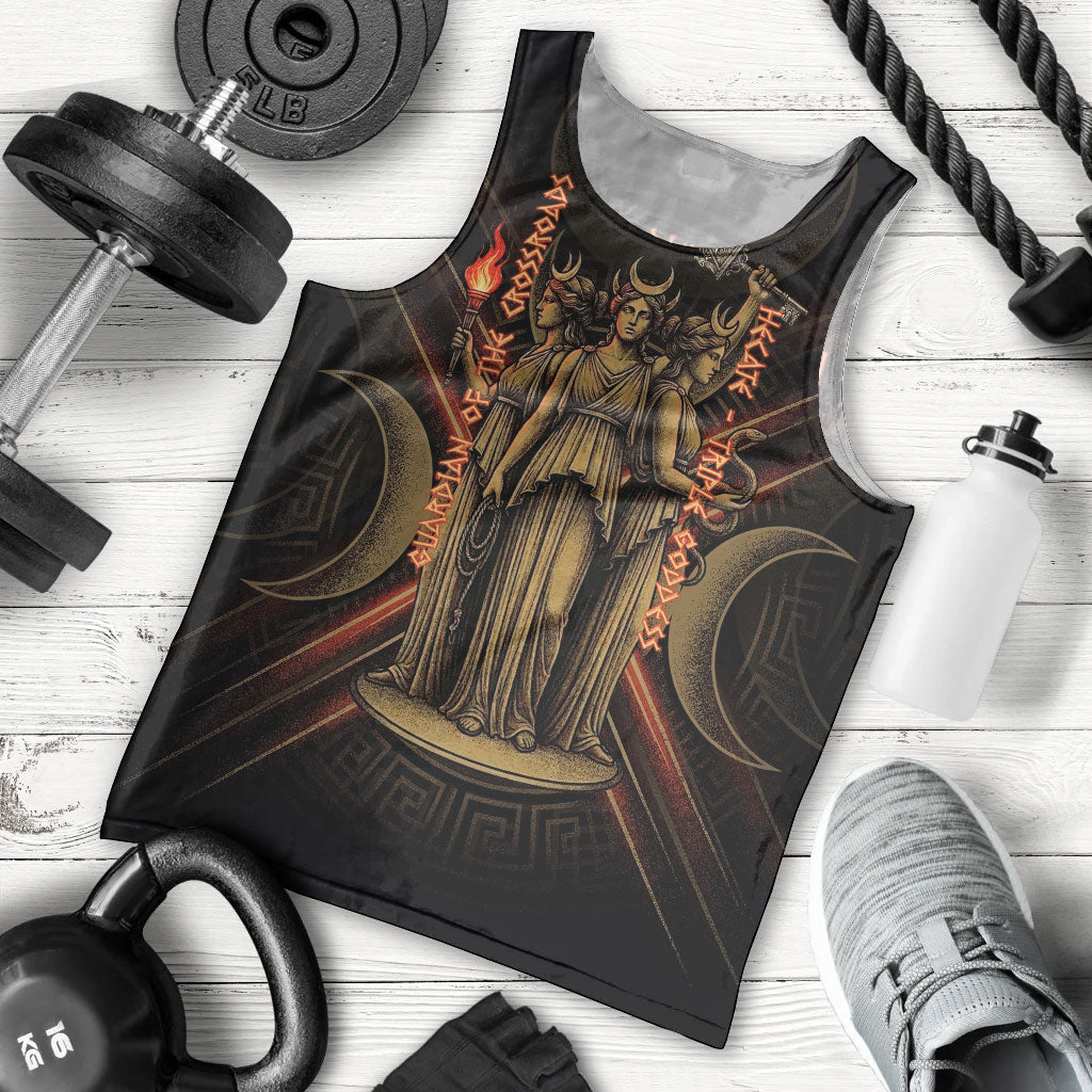 Hecate Triple Goddess Men Tank Top Greek Hecate Flaming Torches Key Snake And Hounds