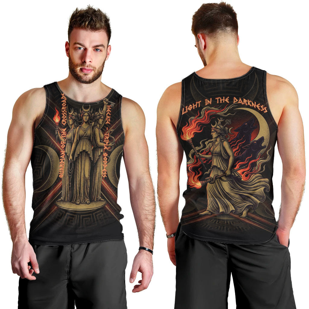 Hecate Triple Goddess Men Tank Top Greek Hecate Flaming Torches Key Snake And Hounds