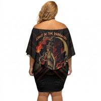 Hecate Triple Goddess Off Shoulder Short Dress Greek Hecate Flaming Torches Key Snake And Hounds