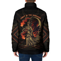 Hecate Triple Goddess Padded Jacket Greek Hecate Flaming Torches Key Snake And Hounds